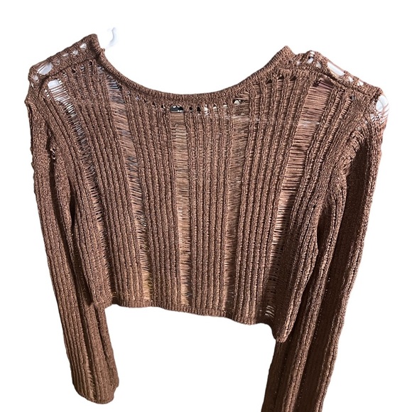 Brown Distressed Woven Top - Picture 2 of 2